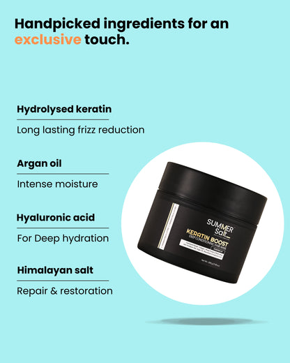 Hydrolysed Keratin Himalayan Salt & Collagen Deep Conditioning Hair Mask For Intense Hydration & Repair 200gm
