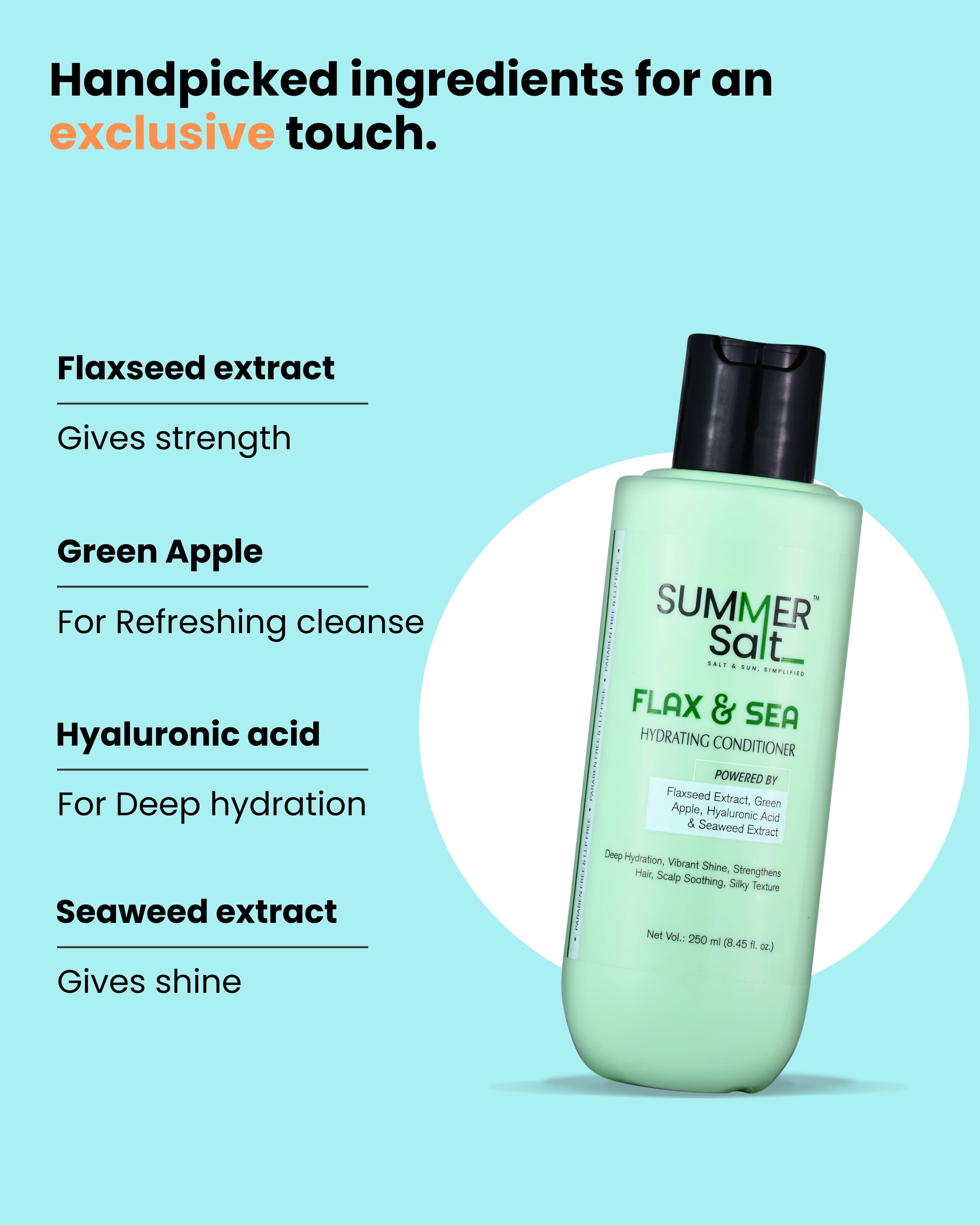 Flaxseed & Seaweed Extract Hydrating Conditioner For Vibrant Shiny Hair 250ml