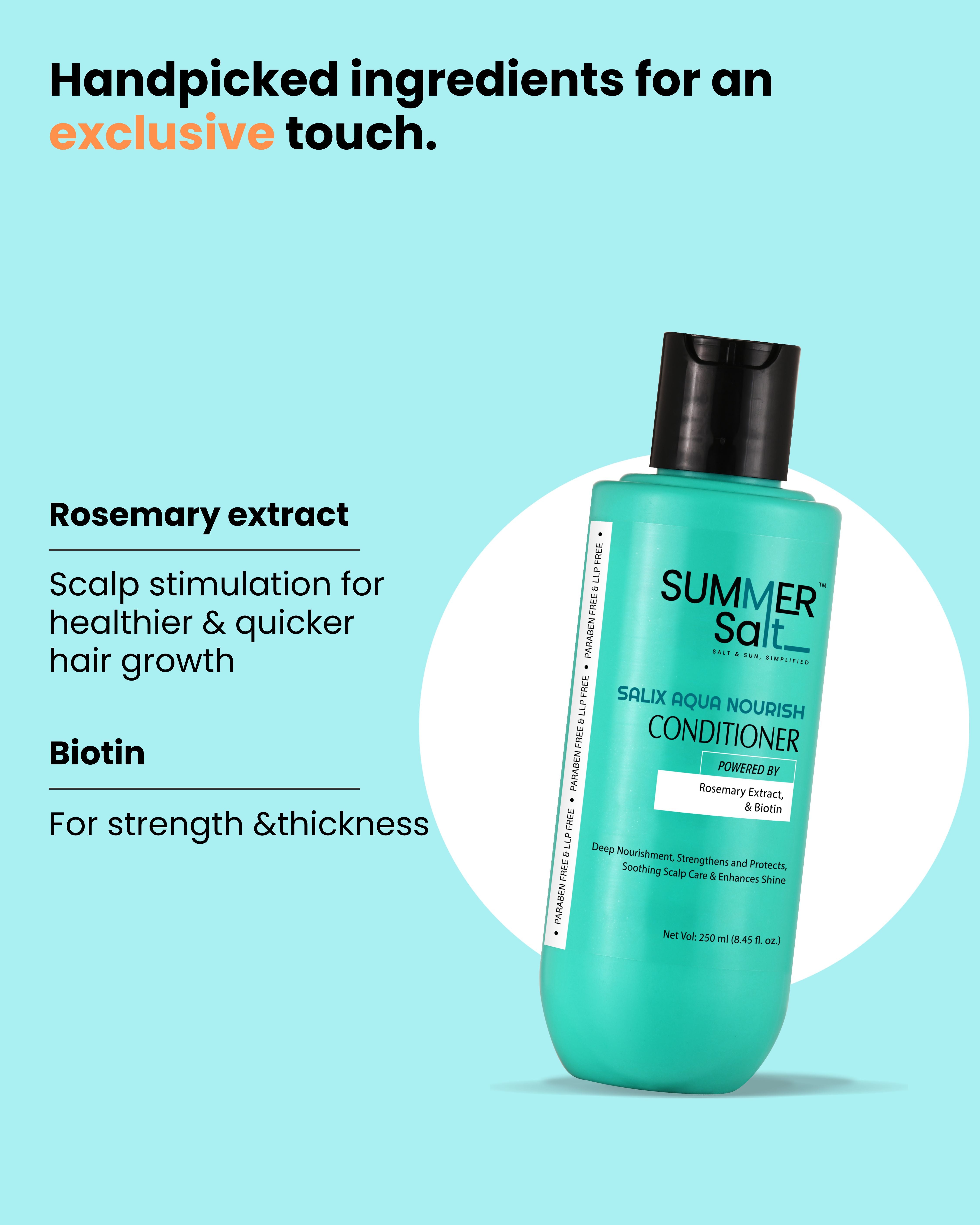 Rosemary Extract & Biotin Nourishing Conditioner For Thicker & Stronger Hair 250ml