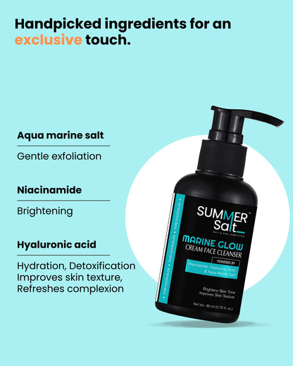Marine Salt & Niacinamide Brightening Cream Face Wash For Glowing Skin 80ml