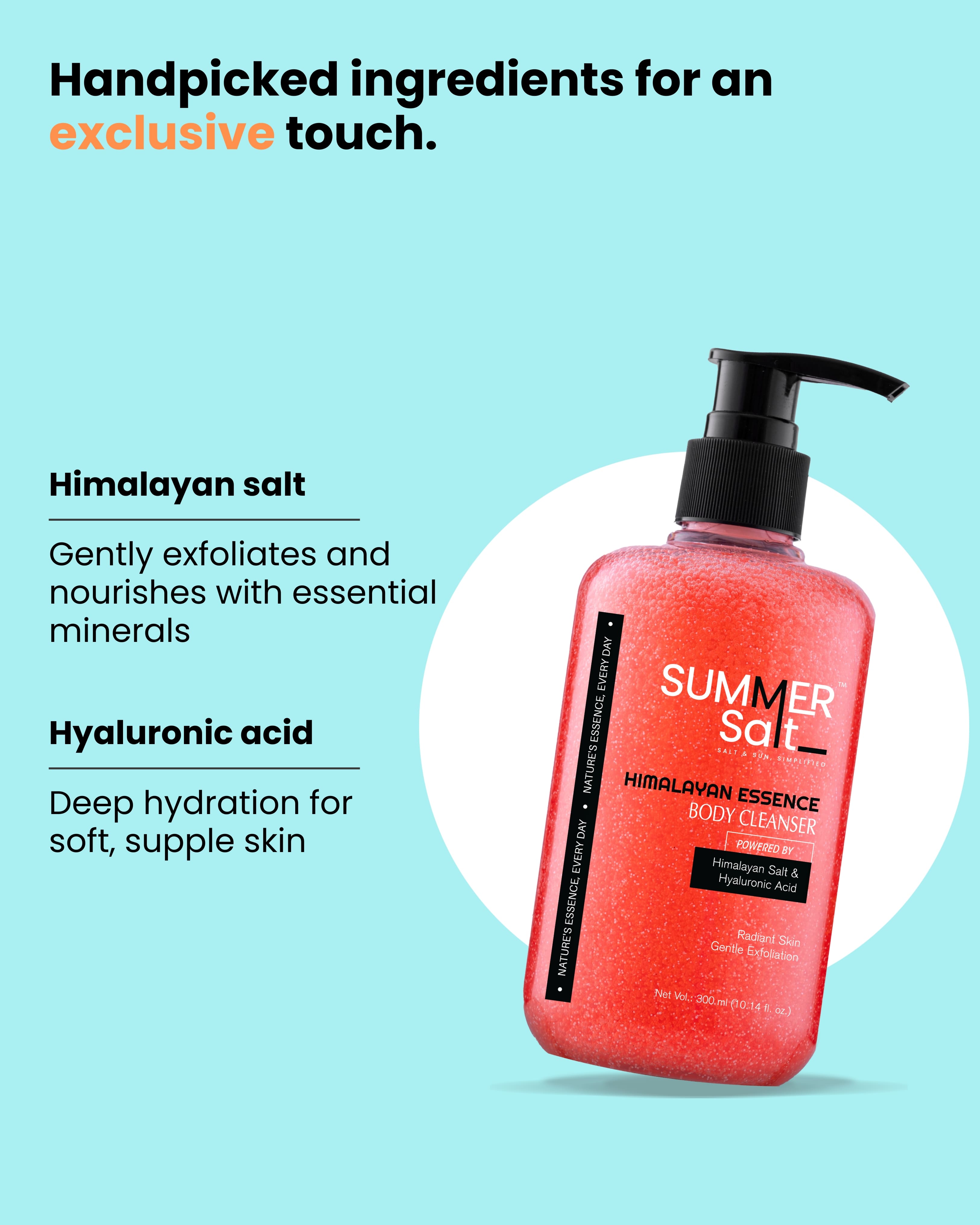 Himalayan Salt & Hyaluronic Acid Body Wash For Mineral Rich Shower Experience 300ml