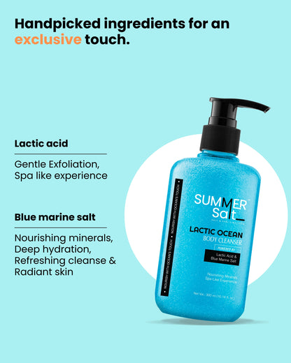 Blue Marine Salt & Lactic Acid Body Wash For Spa Like Experience 300ml